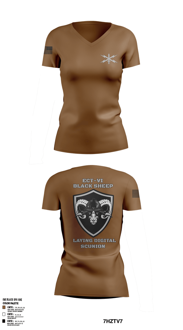 Womens Short Sleeve Vneck Shirt, ECT-06, B Co., 11th Cyber Battalion, , Teamtime, Team time, sublimation, custom sports apparel, team uniforms, spirit wear, spiritwear, sports uniforms, custom shirts, team store, custom team store, fundraiser sports, apparel fundraiser