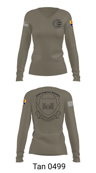 Womens Long Sleeve Vneck Shirt, 132d MRBC, 579th EN BN, 49th MP DIV, , Teamtime, Team time, sublimation, custom sports apparel, team uniforms, spirit wear, spiritwear, sports uniforms, custom shirts, team store, custom team store, fundraiser sports, apparel fundraiser