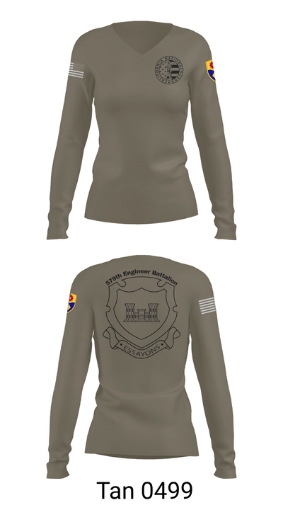 132d MRBC, 579th EN BN, 49th MP DIV 50518216 Women's Long Sleeve V-neck Shirt - 73