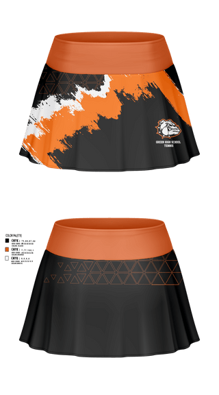 Skort, Green High School Tennis, Tennis, Teamtime, Team time, sublimation, custom sports apparel, team uniforms, spirit wear, spiritwear, sports uniforms, custom shirts, team store, custom team store, fundraiser sports, apparel fundraiser