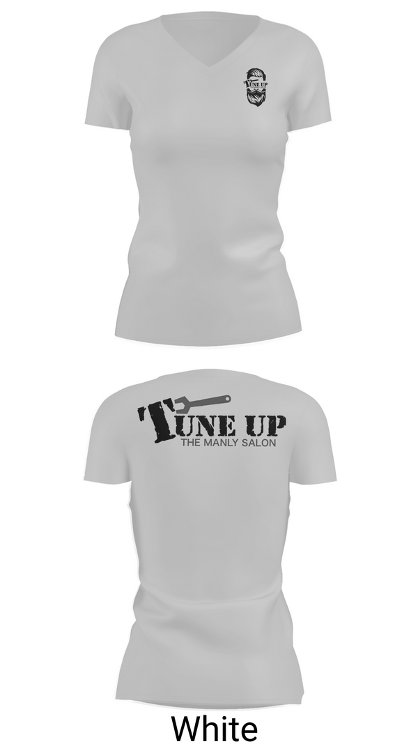 Womens Short Sleeve Vneck Shirt, Tune Up The Manly Salon, , Teamtime, Team time, sublimation, custom sports apparel, team uniforms, spirit wear, spiritwear, sports uniforms, custom shirts, team store, custom team store, fundraiser sports, apparel fundraiser