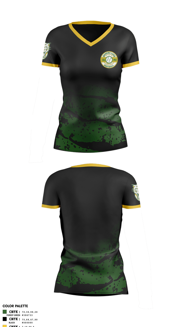 Womens Short Sleeve Vneck Shirt, Queens Lake Panthers, Softball, Teamtime, Team time, sublimation, custom sports apparel, team uniforms, spirit wear, spiritwear, sports uniforms, custom shirts, team store, custom team store, fundraiser sports, apparel fundraiser