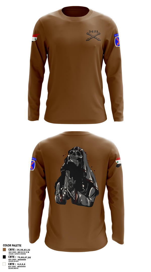 Long Sleeve Performance Shirt, 3-6 FA, Army, Teamtime, Team time, sublimation, custom sports apparel, team uniforms, spirit wear, spiritwear, sports uniforms, custom shirts, team store, custom team store, fundraiser sports, apparel fundraiser