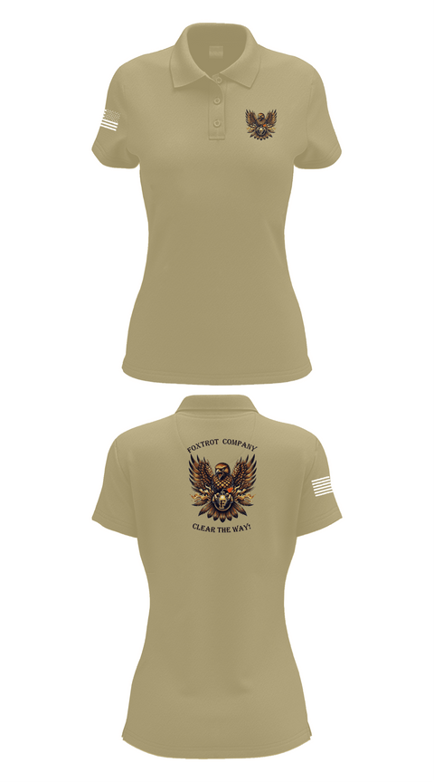Womens Short Sleeve Performance Polo, Foxtrot Company, 832nd OD BN, Army, Teamtime, Team time, sublimation, custom sports apparel, team uniforms, spirit wear, spiritwear, sports uniforms, custom shirts, team store, custom team store, fundraiser sports, apparel fundraiser