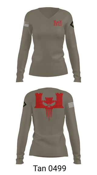 Womens Long Sleeve Vneck Shirt, A co 578th BEB, , Teamtime, Team time, sublimation, custom sports apparel, team uniforms, spirit wear, spiritwear, sports uniforms, custom shirts, team store, custom team store, fundraiser sports, apparel fundraiser