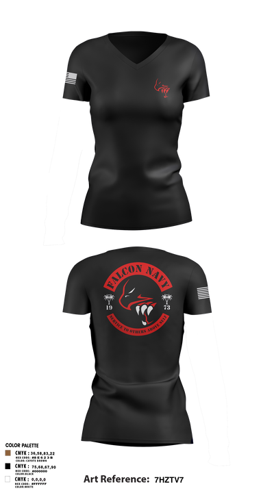 Falcon Navy 41884136 Women's Short Sleeve V-neck Shirt - 2