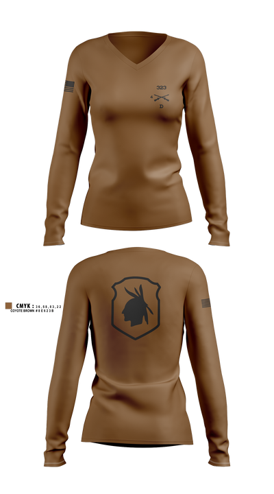 D 4-323 7608316 Women's Long Sleeve V-neck Shirt - 6