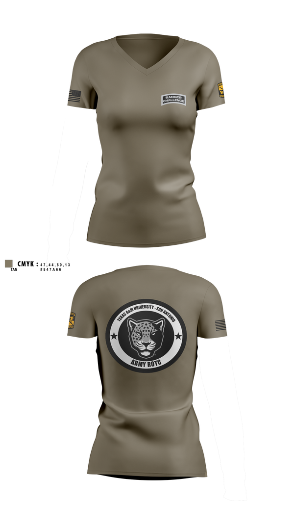 Womens Short Sleeve Vneck Shirt, TAMUSA ROTC, Army, Teamtime, Team time, sublimation, custom sports apparel, team uniforms, spirit wear, spiritwear, sports uniforms, custom shirts, team store, custom team store, fundraiser sports, apparel fundraiser