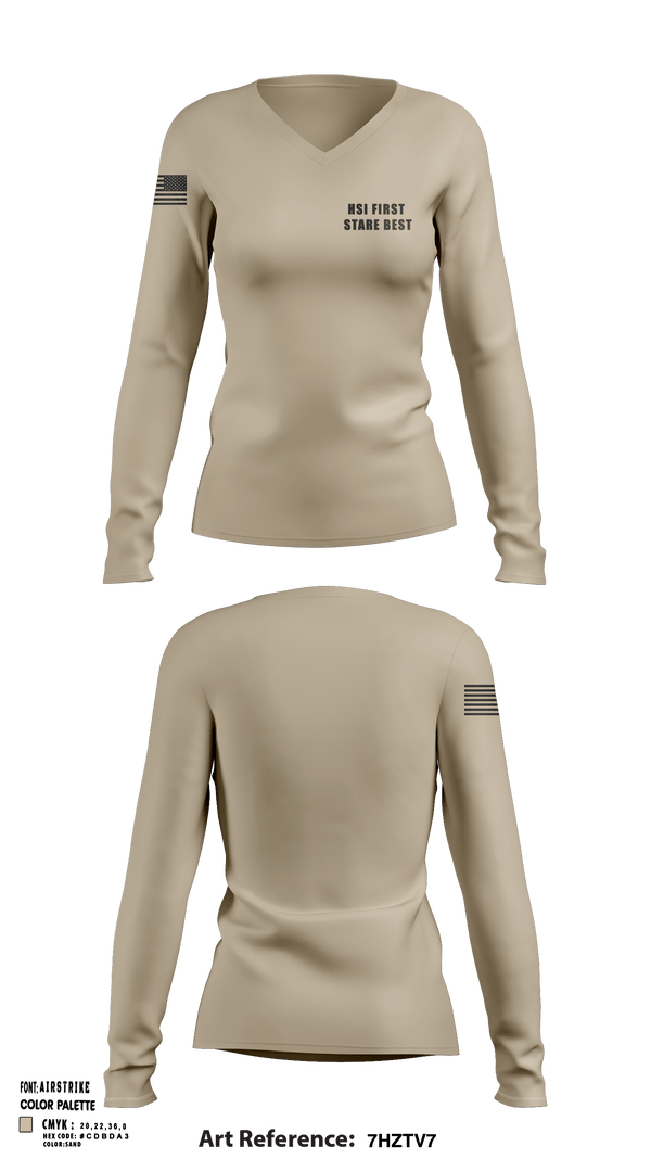 Womens Long Sleeve Vneck Shirt, HSI First Stare BEST, Police, Teamtime, Team time, sublimation, custom sports apparel, team uniforms, spirit wear, spiritwear, sports uniforms, custom shirts, team store, custom team store, fundraiser sports, apparel fundraiser