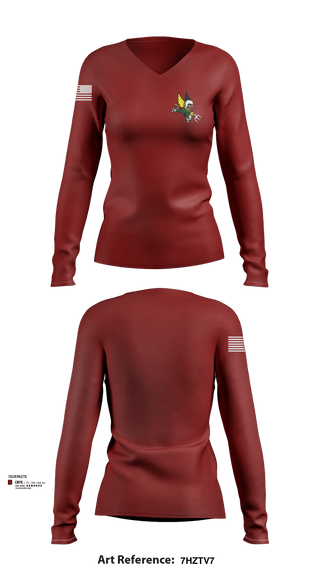 Womens Long Sleeve Vneck Shirt, 124th ATKS, , Teamtime, Team time, sublimation, custom sports apparel, team uniforms, spirit wear, spiritwear, sports uniforms, custom shirts, team store, custom team store, fundraiser sports, apparel fundraiser