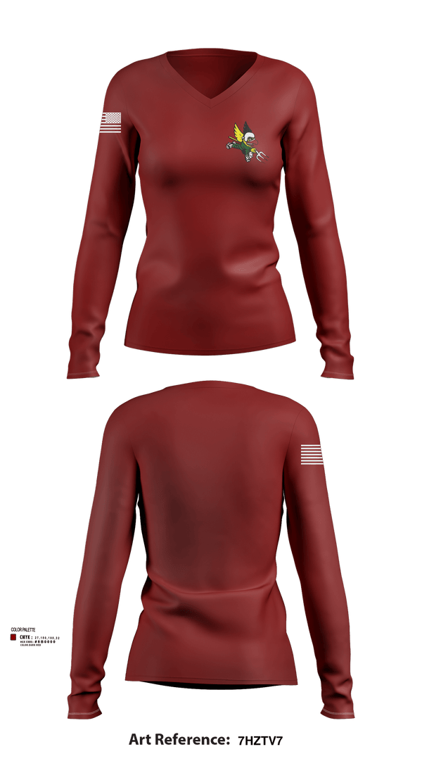 Womens Long Sleeve Vneck Shirt, 124th ATKS, , Teamtime, Team time, sublimation, custom sports apparel, team uniforms, spirit wear, spiritwear, sports uniforms, custom shirts, team store, custom team store, fundraiser sports, apparel fundraiser