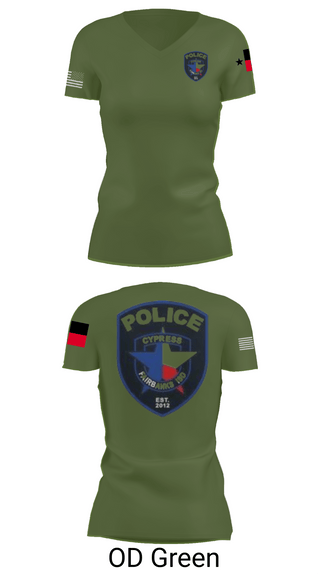 Womens Short Sleeve Vneck Shirt, Cypress- Fairbanks ISD Police Department, Police, Teamtime, Team time, sublimation, custom sports apparel, team uniforms, spirit wear, spiritwear, sports uniforms, custom shirts, team store, custom team store, fundraiser sports, apparel fundraiser