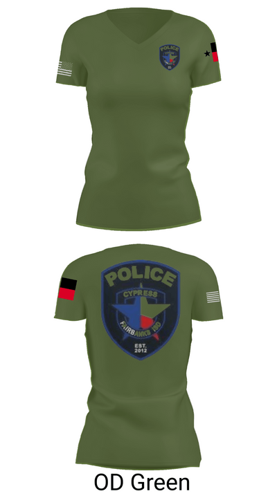Cypress- Fairbanks ISD Police Department 56419862 Women's Short Sleeve V-neck Shirt - 46