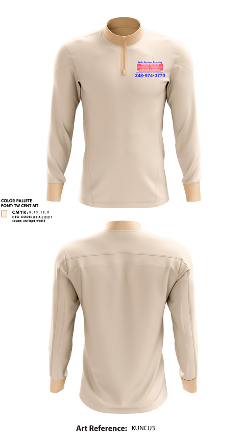 Quarter Zip Jacket, Josh Custom Painting, , Teamtime, Team time, sublimation, custom sports apparel, team uniforms, spirit wear, spiritwear, sports uniforms, custom shirts, team store, custom team store, fundraiser sports, apparel fundraiser