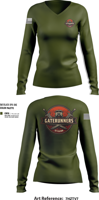 Womens Long Sleeve Vneck Shirt, C Co 541st, Army, Teamtime, Team time, sublimation, custom sports apparel, team uniforms, spirit wear, spiritwear, sports uniforms, custom shirts, team store, custom team store, fundraiser sports, apparel fundraiser