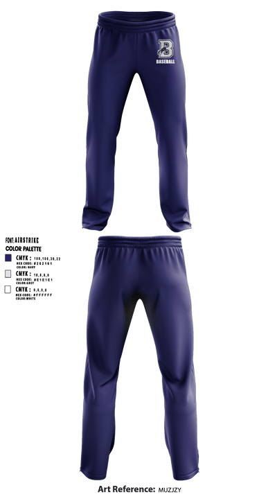 Burrillville High School Broncos Baseball 5359467 Sweatpants - 1