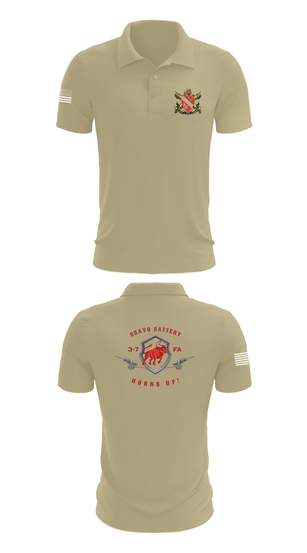 Short Sleeve Performance Polo, Bravo Battery 3-7 FA, Army, Teamtime, Team time, sublimation, custom sports apparel, team uniforms, spirit wear, spiritwear, sports uniforms, custom shirts, team store, custom team store, fundraiser sports, apparel fundraiser