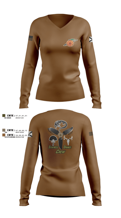 Seminole / Orange Crew 64181278 Women's Long Sleeve V-neck Shirt - 5