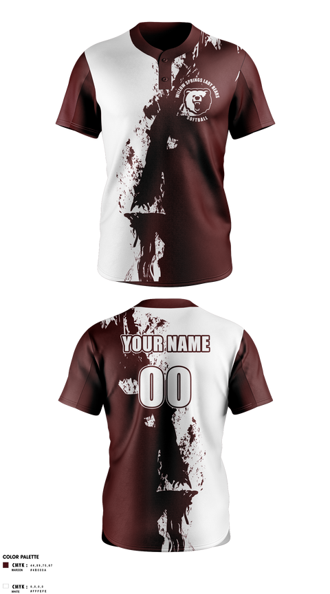 Two Button Softball Jersey, Willow Springs Bears Softball, Softball, Teamtime, Team time, sublimation, custom sports apparel, team uniforms, spirit wear, spiritwear, sports uniforms, custom shirts, team store, custom team store, fundraiser sports, apparel fundraiser