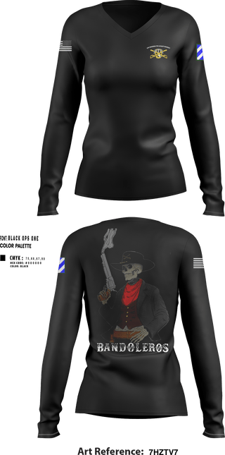 Womens Long Sleeve Vneck Shirt, Bandoleros, , Teamtime, Team time, sublimation, custom sports apparel, team uniforms, spirit wear, spiritwear, sports uniforms, custom shirts, team store, custom team store, fundraiser sports, apparel fundraiser
