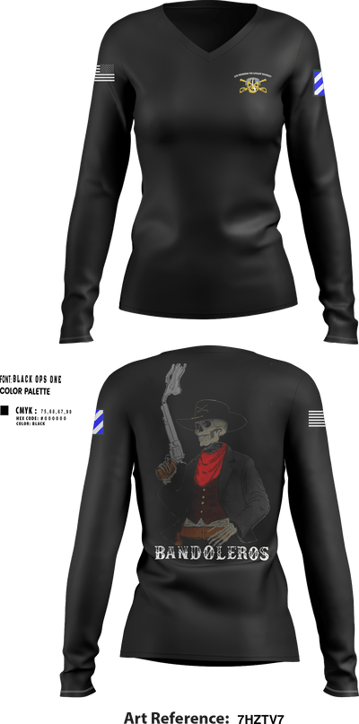 Bandoleros 86621412 Women's Long Sleeve V-neck Shirt - 9