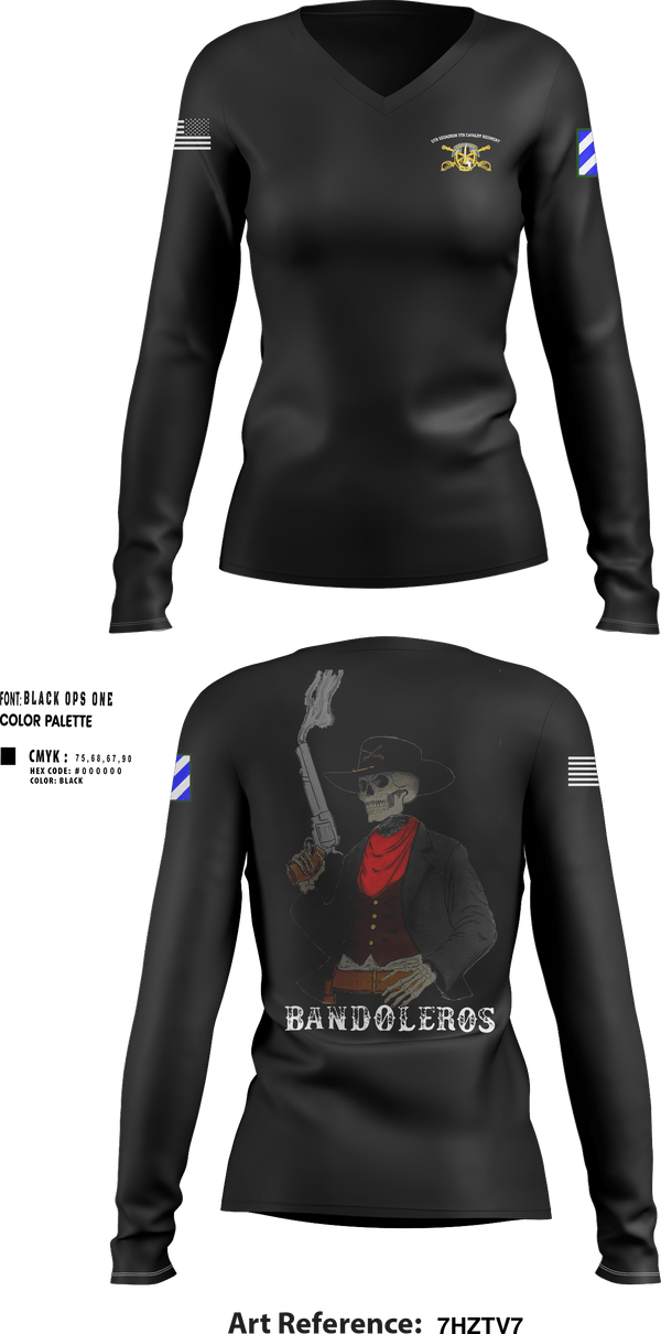 Womens Long Sleeve Vneck Shirt, Bandoleros, , Teamtime, Team time, sublimation, custom sports apparel, team uniforms, spirit wear, spiritwear, sports uniforms, custom shirts, team store, custom team store, fundraiser sports, apparel fundraiser