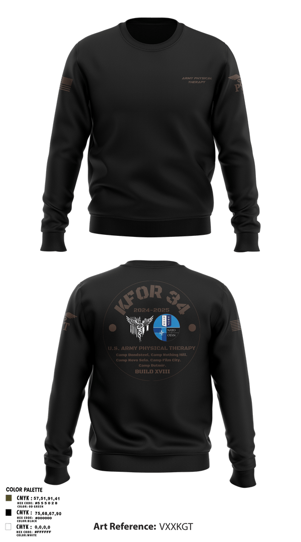 Crew Neck Sweatshirt, KFOR34 Physical Therapy, Army, Teamtime, Team time, sublimation, custom sports apparel, team uniforms, spirit wear, spiritwear, sports uniforms, custom shirts, team store, custom team store, fundraiser sports, apparel fundraiser