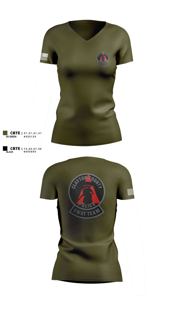 Womens Short Sleeve Vneck Shirt, Clayton County Police SWAT Team, Police, Teamtime, Team time, sublimation, custom sports apparel, team uniforms, spirit wear, spiritwear, sports uniforms, custom shirts, team store, custom team store, fundraiser sports, apparel fundraiser