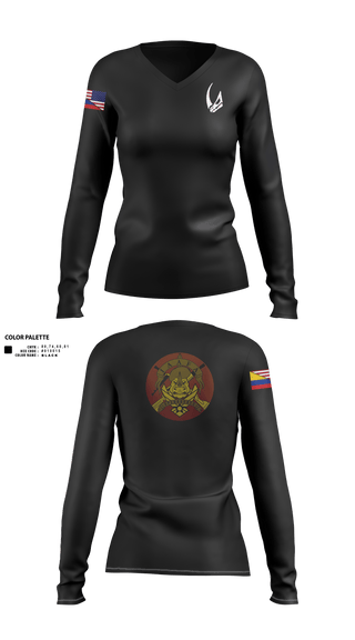 Womens Long Sleeve Vneck Shirt, 837 TRS Rhinos, Air Force, Teamtime, Team time, sublimation, custom sports apparel, team uniforms, spirit wear, spiritwear, sports uniforms, custom shirts, team store, custom team store, fundraiser sports, apparel fundraiser