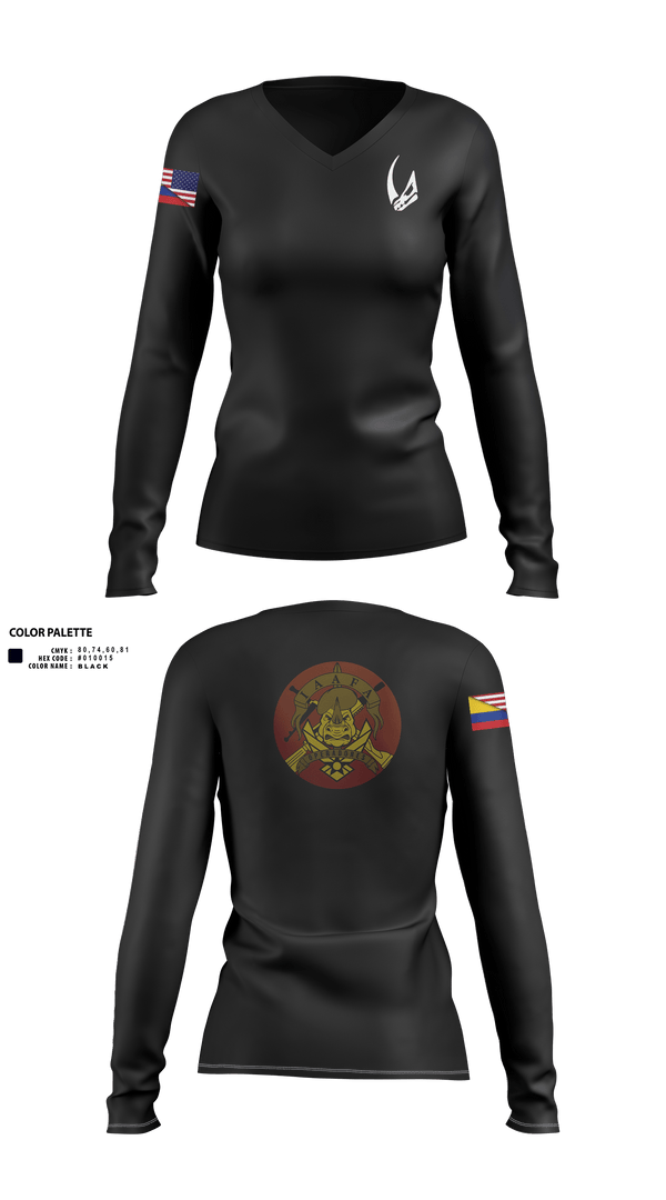Womens Long Sleeve Vneck Shirt, 837 TRS Rhinos, Air Force, Teamtime, Team time, sublimation, custom sports apparel, team uniforms, spirit wear, spiritwear, sports uniforms, custom shirts, team store, custom team store, fundraiser sports, apparel fundraiser