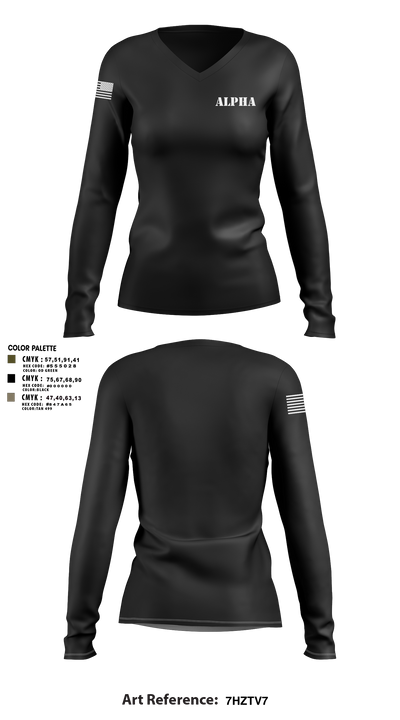 Alpha 56178056 Women's Long Sleeve V-neck Shirt - 3