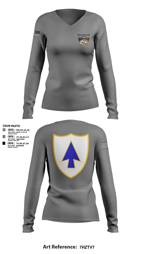 Womens Long Sleeve Vneck Shirt, Dirty Beaver$, , Teamtime, Team time, sublimation, custom sports apparel, team uniforms, spirit wear, spiritwear, sports uniforms, custom shirts, team store, custom team store, fundraiser sports, apparel fundraiser