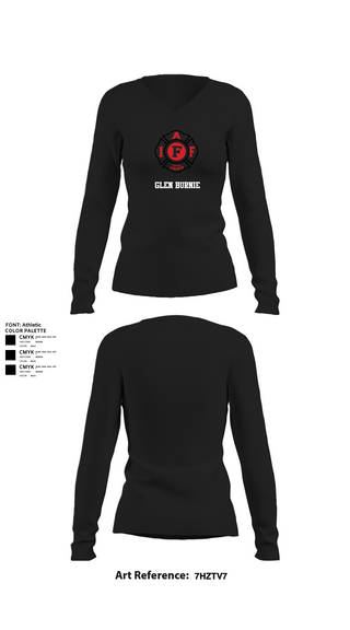 Womens Long Sleeve Vneck Shirt, Glen Burnie, Fire Department, Teamtime, Team time, sublimation, custom sports apparel, team uniforms, spirit wear, spiritwear, sports uniforms, custom shirts, team store, custom team store, fundraiser sports, apparel fundraiser