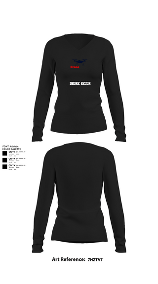 Womens Long Sleeve Vneck Shirt, DRONE RECON, , Teamtime, Team time, sublimation, custom sports apparel, team uniforms, spirit wear, spiritwear, sports uniforms, custom shirts, team store, custom team store, fundraiser sports, apparel fundraiser
