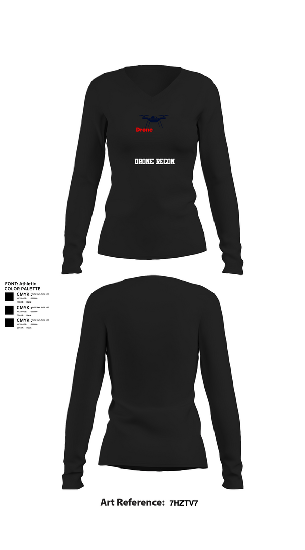 Womens Long Sleeve Vneck Shirt, DRONE RECON, , Teamtime, Team time, sublimation, custom sports apparel, team uniforms, spirit wear, spiritwear, sports uniforms, custom shirts, team store, custom team store, fundraiser sports, apparel fundraiser