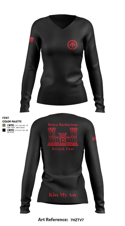 B 104th 60756364 Women's Long Sleeve V-neck Shirt - 10