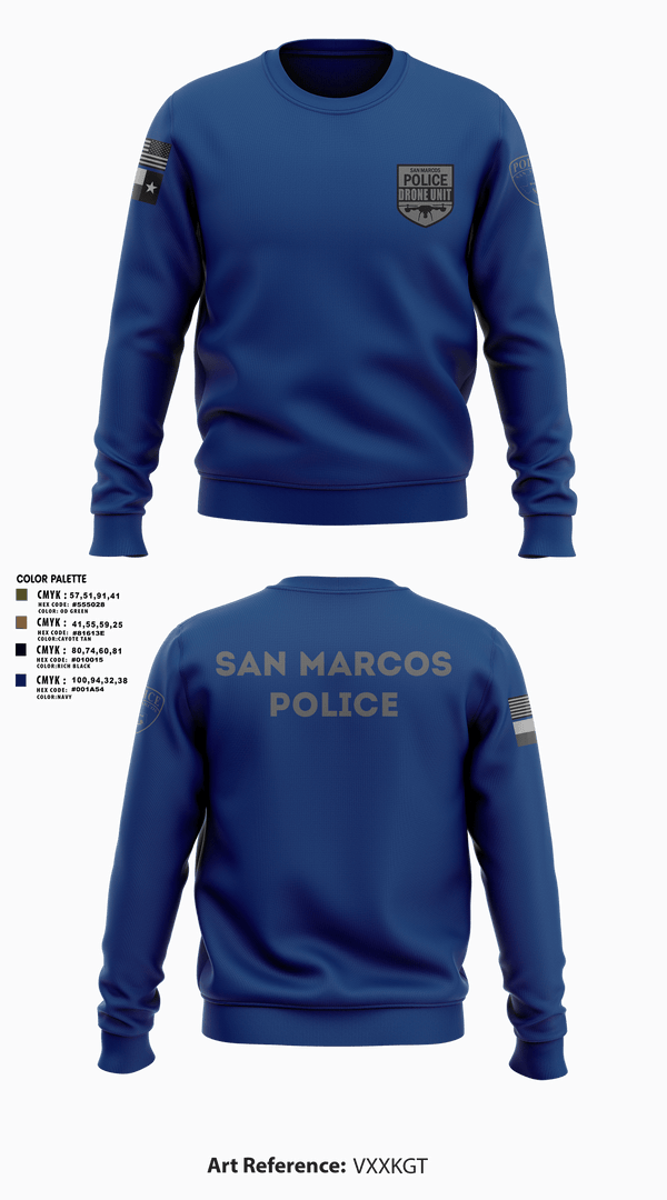 Crew Neck Sweatshirt, San Marcos Police Drone Unit, Police, Teamtime, Team time, sublimation, custom sports apparel, team uniforms, spirit wear, spiritwear, sports uniforms, custom shirts, team store, custom team store, fundraiser sports, apparel fundraiser