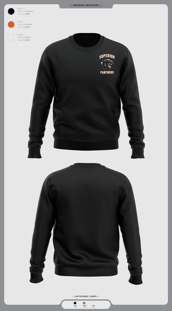 Crew Neck Sweatshirt, Superior Panthers, Baseball, Teamtime, Team time, sublimation, custom sports apparel, team uniforms, spirit wear, spiritwear, sports uniforms, custom shirts, team store, custom team store, fundraiser sports, apparel fundraiser