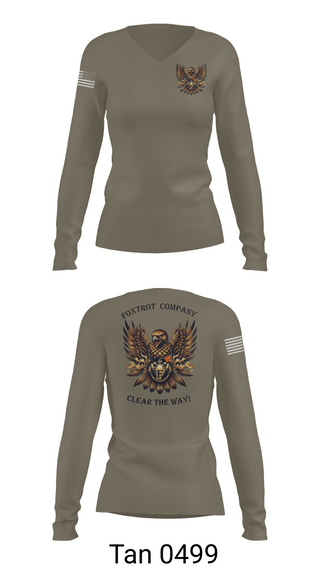 Womens Long Sleeve Vneck Shirt, Foxtrot Company, 832nd OD BN, Army, Teamtime, Team time, sublimation, custom sports apparel, team uniforms, spirit wear, spiritwear, sports uniforms, custom shirts, team store, custom team store, fundraiser sports, apparel fundraiser