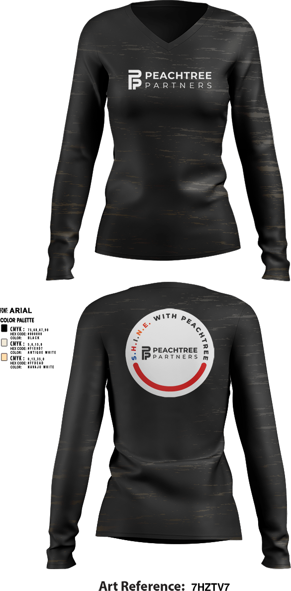Womens Long Sleeve Vneck Shirt, Peachtree Partners, , Teamtime, Team time, sublimation, custom sports apparel, team uniforms, spirit wear, spiritwear, sports uniforms, custom shirts, team store, custom team store, fundraiser sports, apparel fundraiser