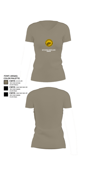 Womens Short Sleeve Vneck Shirt, Battlespace Surveillance Company, , Teamtime, Team time, sublimation, custom sports apparel, team uniforms, spirit wear, spiritwear, sports uniforms, custom shirts, team store, custom team store, fundraiser sports, apparel fundraiser