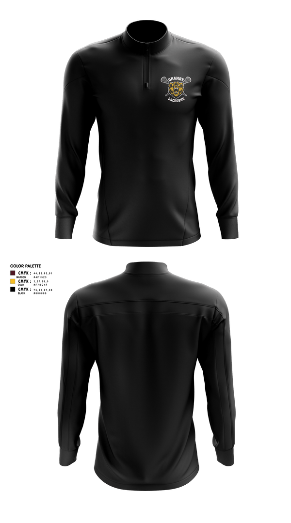 Quarter Zip Jacket, Granby Youth Lacrosse, Men's Lacrosse, Teamtime, Team time, sublimation, custom sports apparel, team uniforms, spirit wear, spiritwear, sports uniforms, custom shirts, team store, custom team store, fundraiser sports, apparel fundraiser