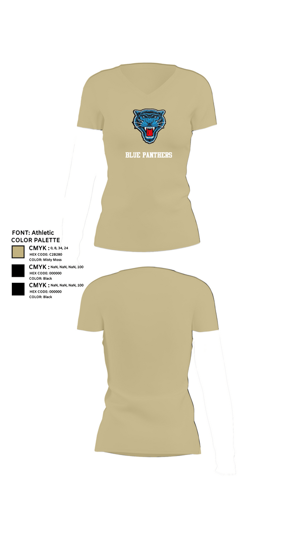 Womens Short Sleeve Vneck Shirt, Blue Panthers, , Teamtime, Team time, sublimation, custom sports apparel, team uniforms, spirit wear, spiritwear, sports uniforms, custom shirts, team store, custom team store, fundraiser sports, apparel fundraiser