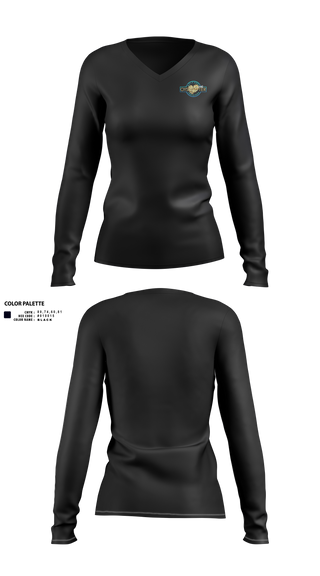 Womens Long Sleeve Vneck Shirt, Gold reef oyster, , Teamtime, Team time, sublimation, custom sports apparel, team uniforms, spirit wear, spiritwear, sports uniforms, custom shirts, team store, custom team store, fundraiser sports, apparel fundraiser
