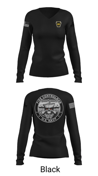 Womens Long Sleeve Vneck Shirt, Fire Controlman, Navy, Teamtime, Team time, sublimation, custom sports apparel, team uniforms, spirit wear, spiritwear, sports uniforms, custom shirts, team store, custom team store, fundraiser sports, apparel fundraiser