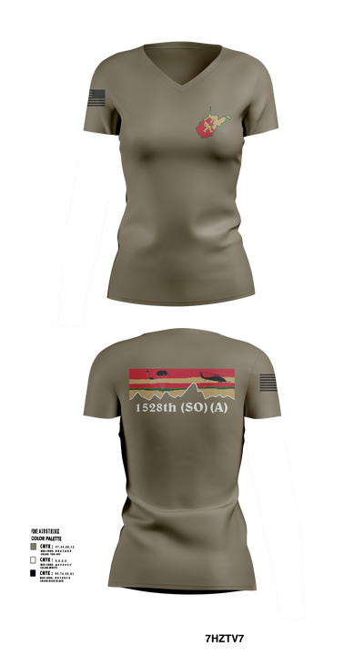 1528th FSC (SO) (A) 11146536 Women's Short Sleeve V-neck Shirt - 102