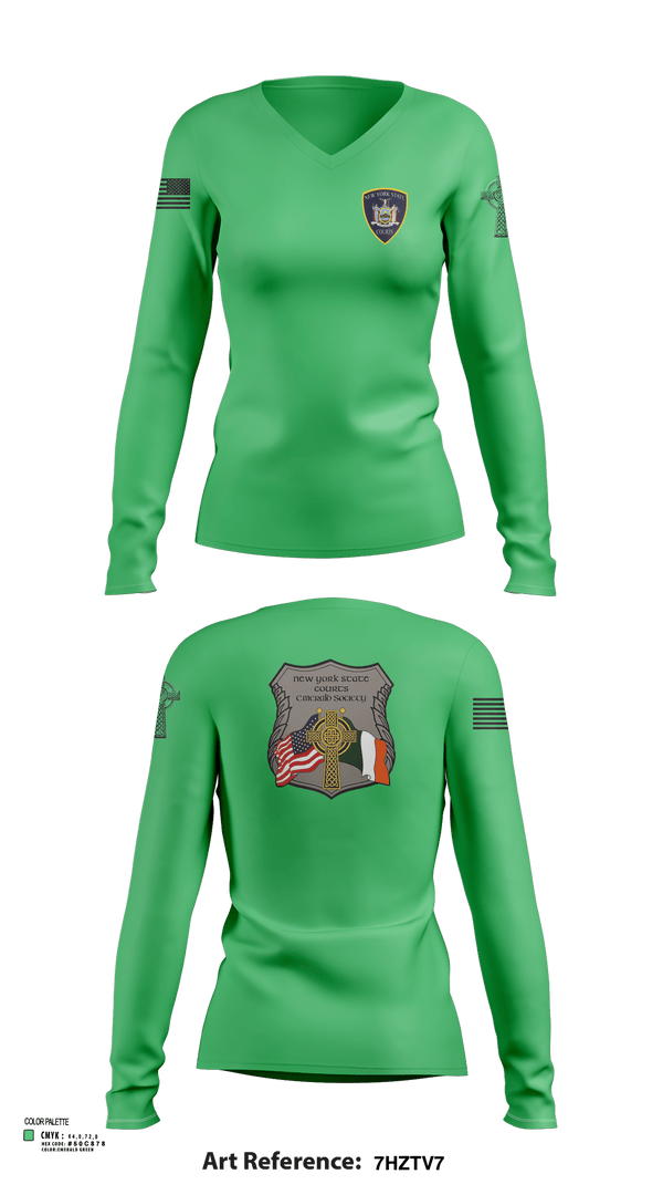 Womens Long Sleeve Vneck Shirt, NYS Court Officer, Police, Teamtime, Team time, sublimation, custom sports apparel, team uniforms, spirit wear, spiritwear, sports uniforms, custom shirts, team store, custom team store, fundraiser sports, apparel fundraiser