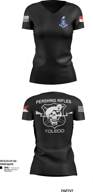 Womens Short Sleeve Vneck Shirt, Pershing Rifles Troop L-1, , Teamtime, Team time, sublimation, custom sports apparel, team uniforms, spirit wear, spiritwear, sports uniforms, custom shirts, team store, custom team store, fundraiser sports, apparel fundraiser