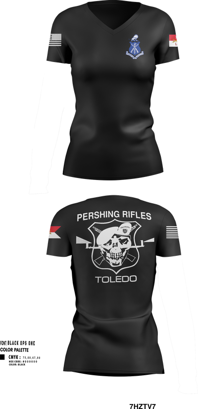 Pershing Rifles Troop L-1 10347059 Women's Short Sleeve V-neck Shirt - 152