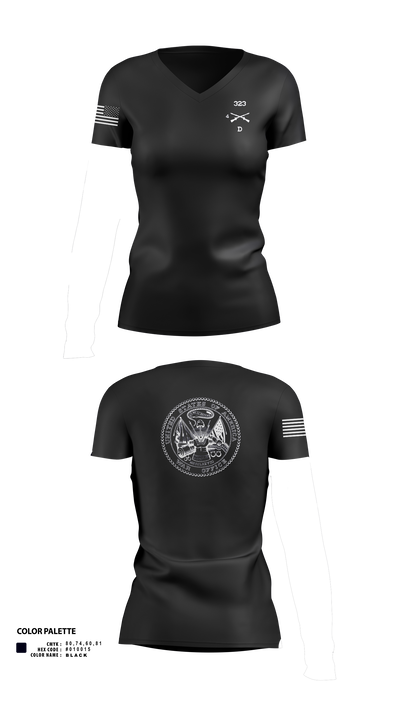 D 4-323 7608316 Women's Short Sleeve V-neck Shirt - 1